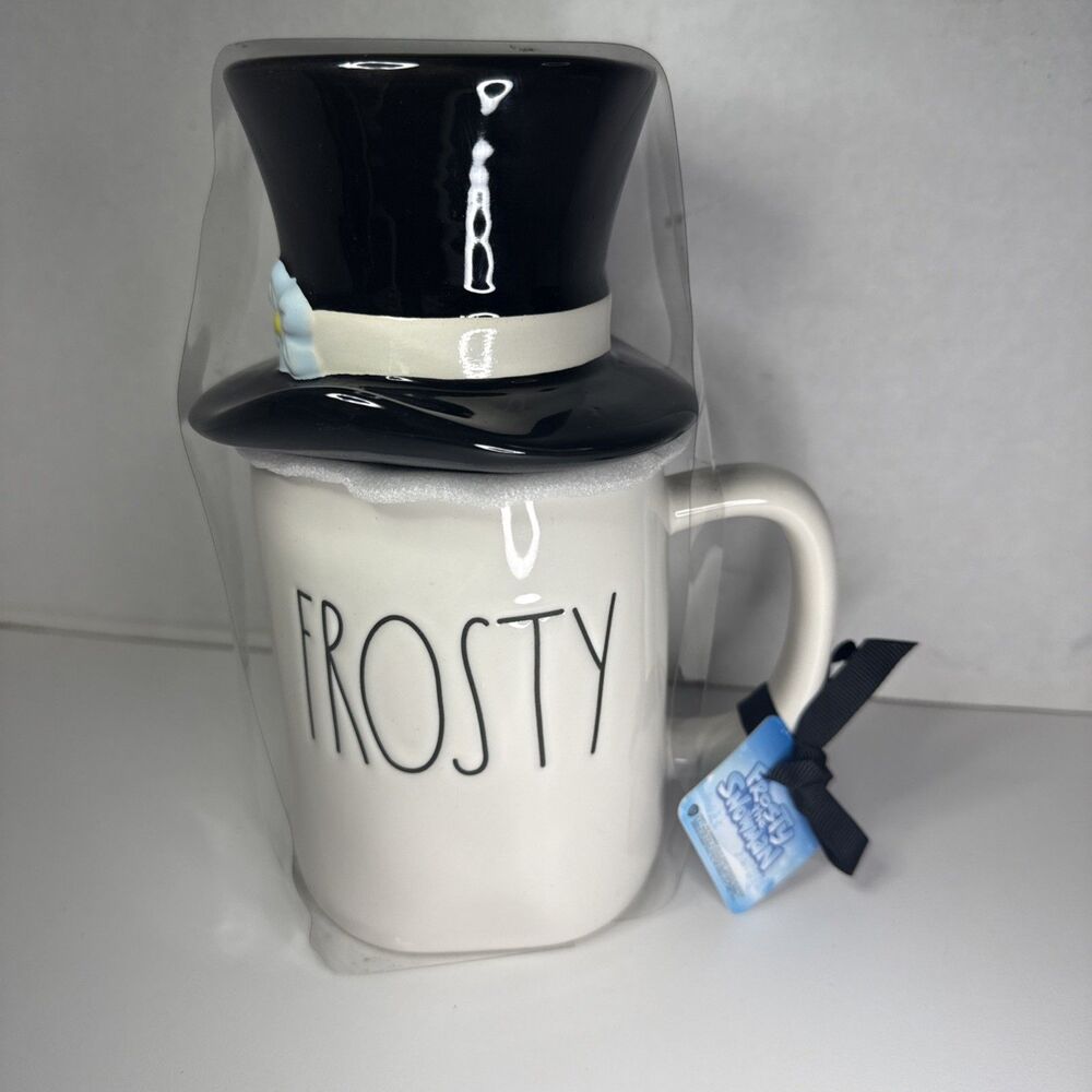 NEW Rae Dunn Frosty The Snowman "FROSTY"  Big Mug with Top Hat Topper Christmas